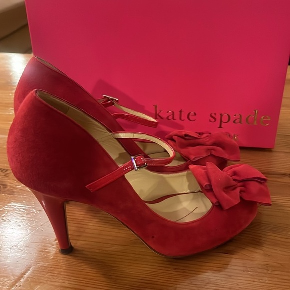 Kate Spade ♠️ Darla dress heels size 7 M red suede new in box made in Italy - Picture 5 of 14